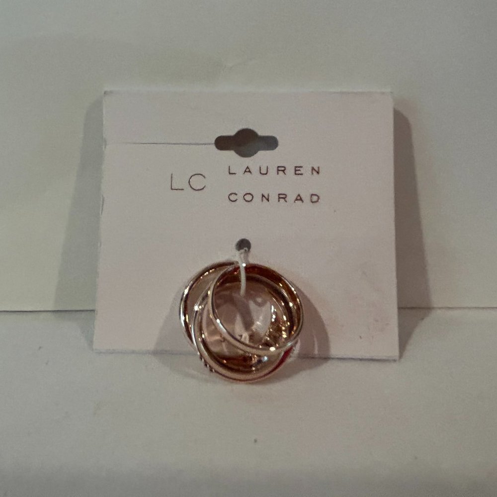 LC Lauren Conrad Rose Gold Tone Crystal tear drop ring set NWT